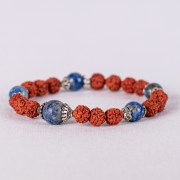 9104 Azurite Gemstone  & Rudraksha Wrist Mala